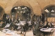 unknow artist samtida malning av cafe  grien steidl ett favort  tillhall for bland andra det litterara jung wien France oil painting artist